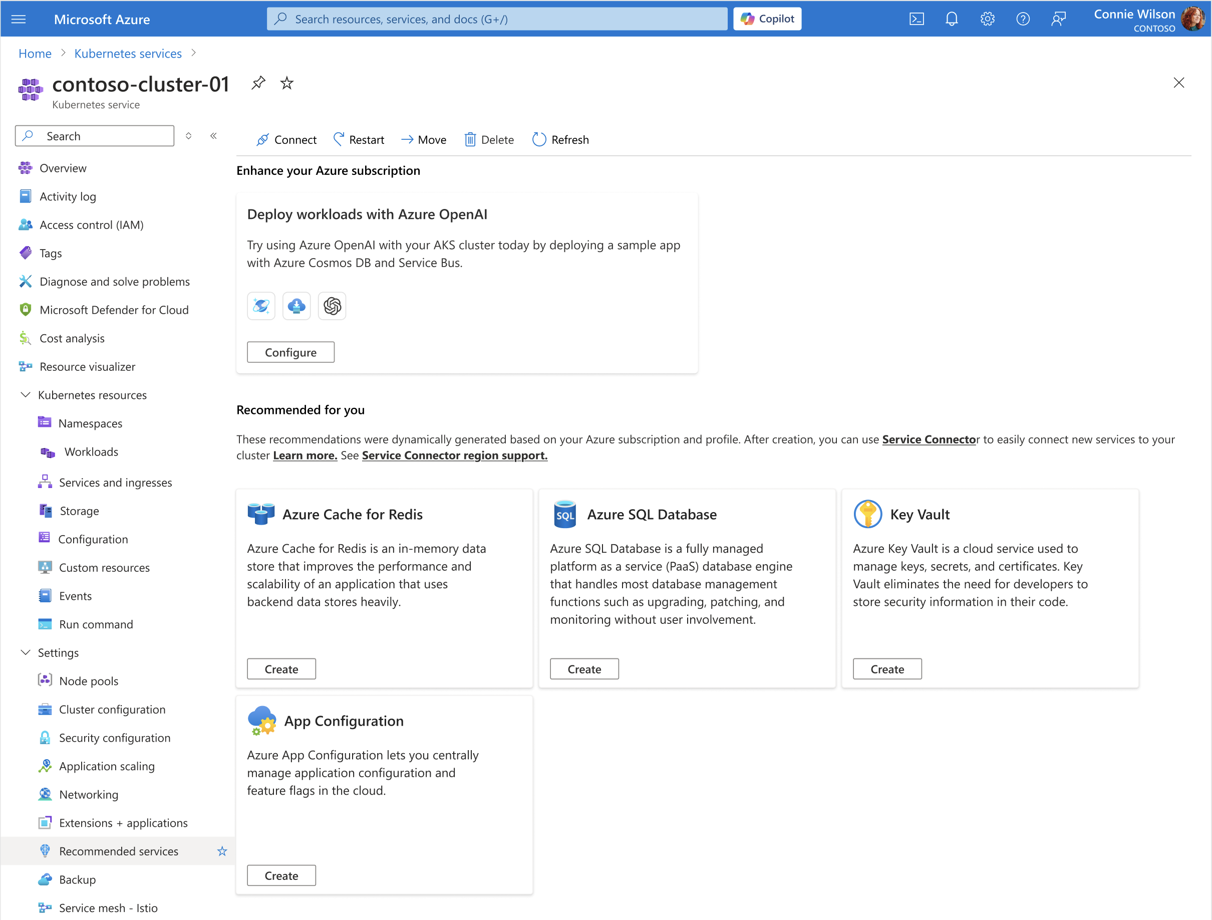 Context-aware recommended services
